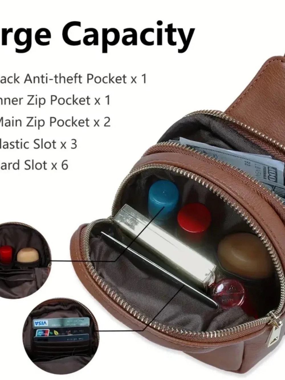 Brown Crossbody Sling Bag for Women